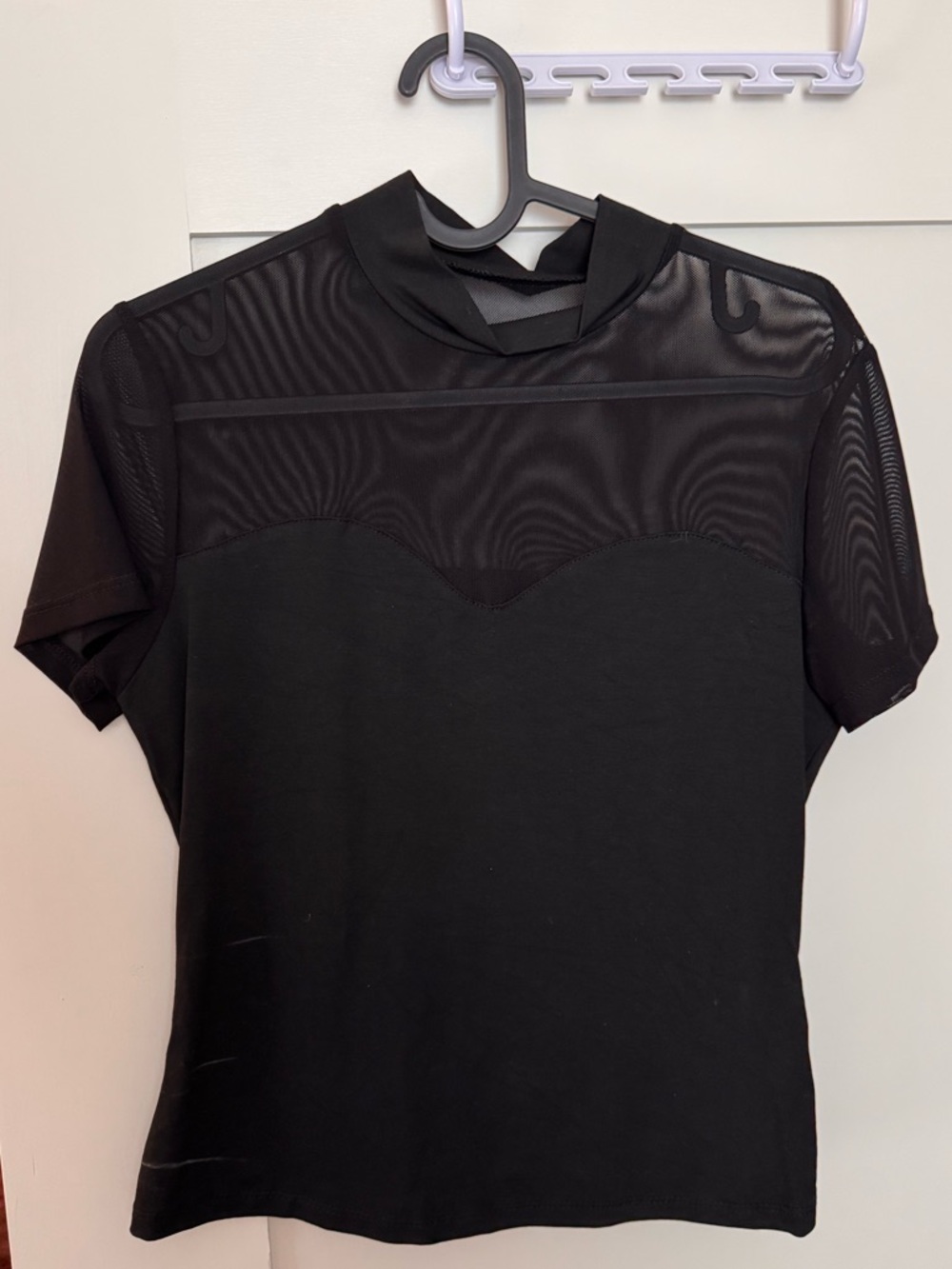 Black sweetheart sheer blouse MEDIUM